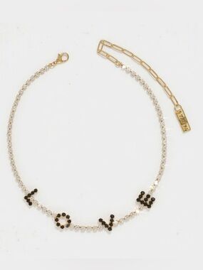 Gold-Tone Black & Clear 'LOVE' Crystal Necklace